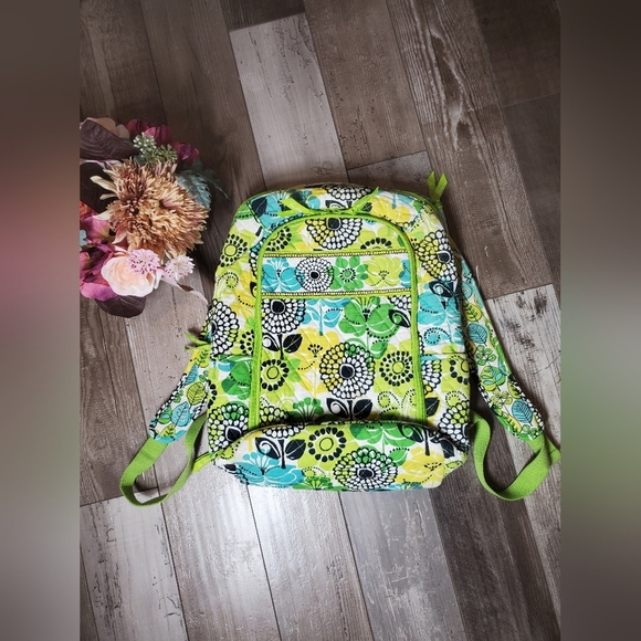 Vera Bradley Limes Up Retired Large Campus Floral Quilted Backpack EUC main image 12
